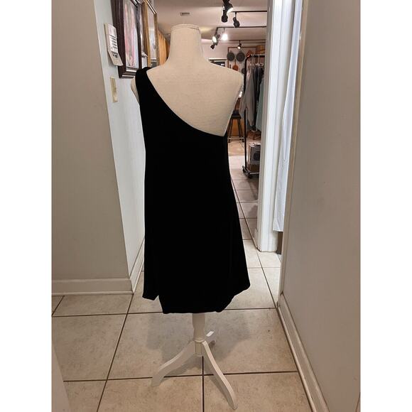 Diane Von Furstenberg Elisano One Shoulder Silk Velvet Bubble Dress Black Sz.4 - Picture 4 of 9
